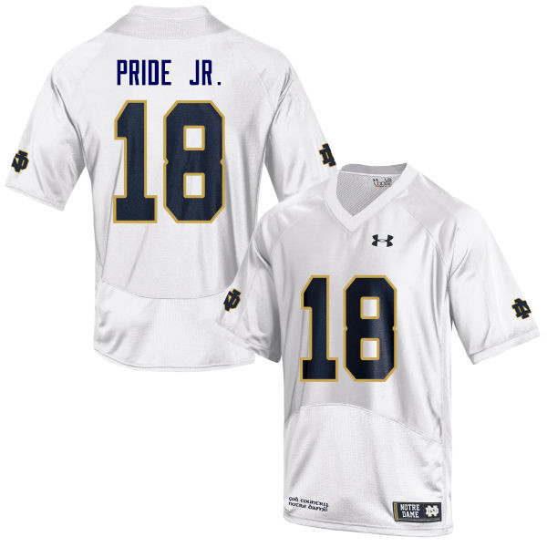 Men #18 Troy Pride Jr. Notre Dame Fighting Irish College Football Jerseys-White